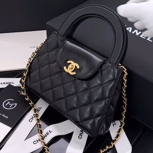 GWP Chanel Black and Gold Quilted Shoulder Mini Bag